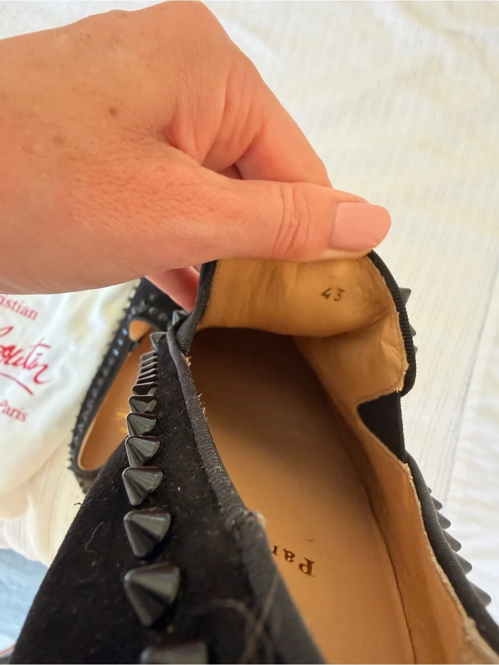 Christian Louboutin Black Spiked Suede Loafers